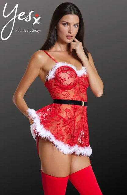 Experience Festive Seduction with YesX YX875 Christmas Sexy Babydoll