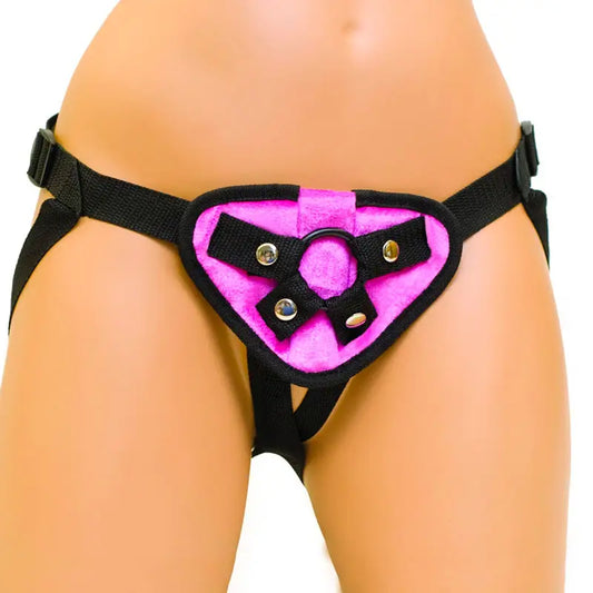 Experience Intense Pleasure with Lux Fetish Pink Velvet Vibrating Harness