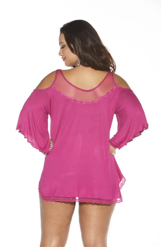 Experience Luxury in the Shirley of Hollywood X3257 Sleepshirt Magenta