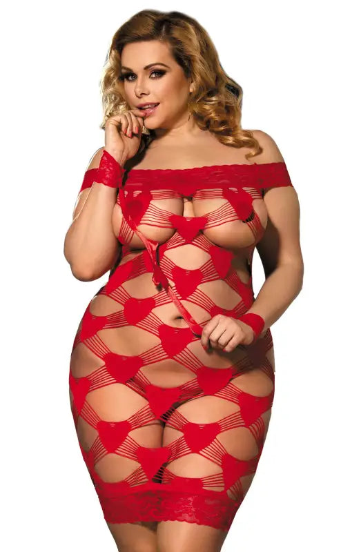 Experience Passion with the YX822Q Plus Size Hearts & Handcuffs Dress - One Size (Plus)