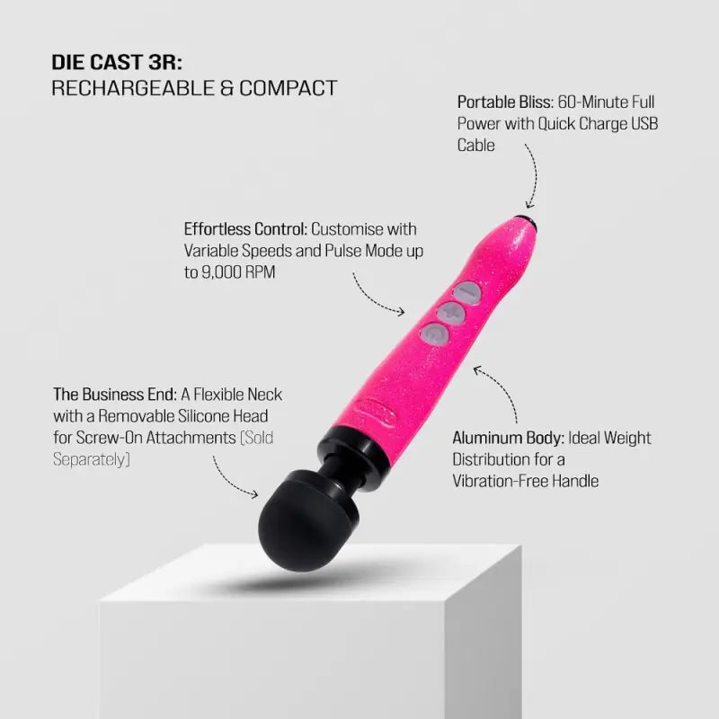 Experience Pleasure with the Doxy Die Cast Wand Rechargeable in Hot Pink