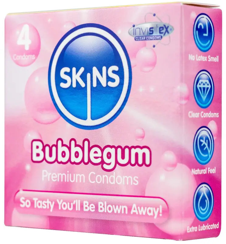 Skins Condoms Bubblegum 4 Pack - International 1