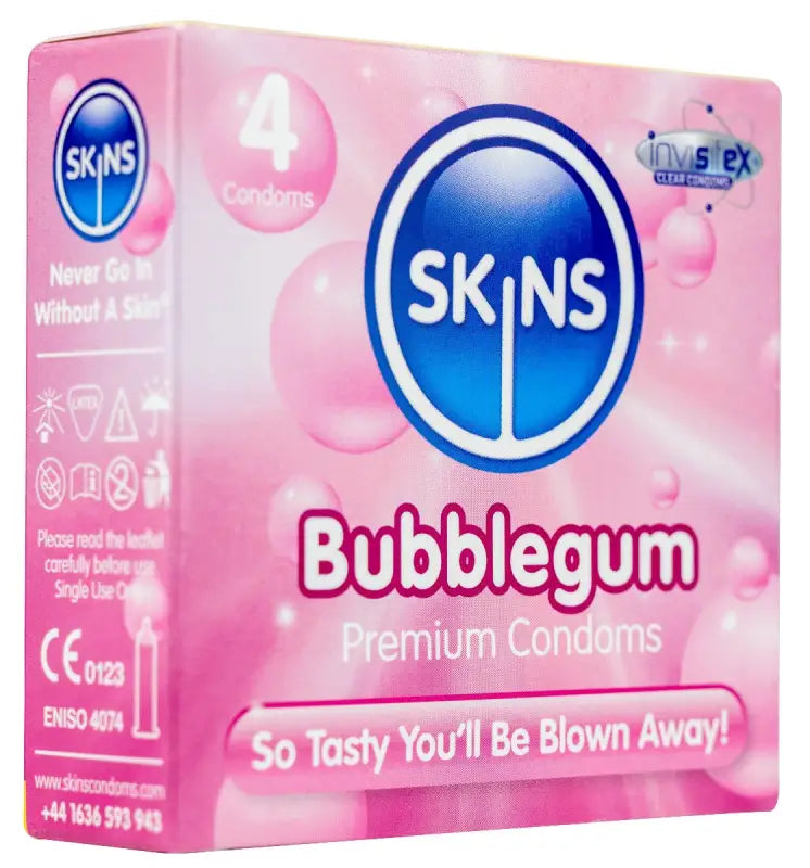 Skins Condoms Bubblegum 4 Pack - International 1