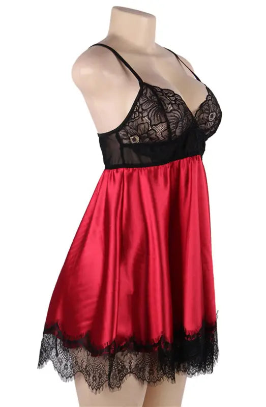 Experience Timeless Elegance with YesX YX832 Babydoll in Flowing Red Satin