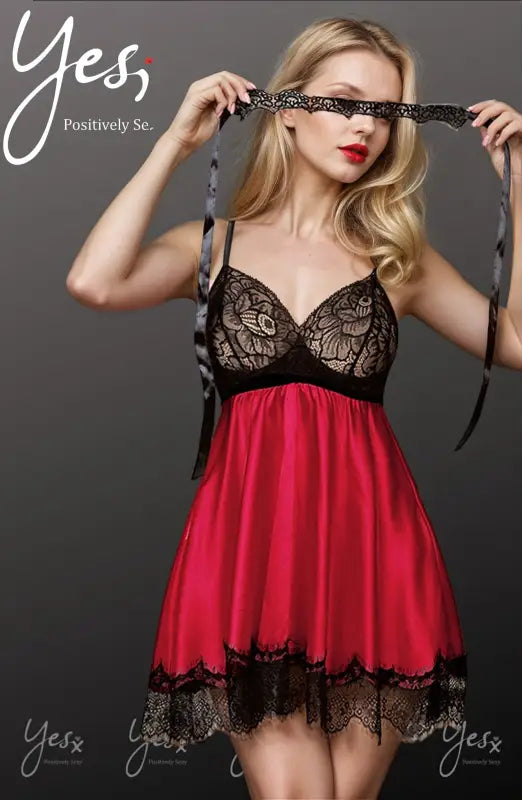 Experience Timeless Elegance with YesX YX832 Babydoll in Flowing Red Satin