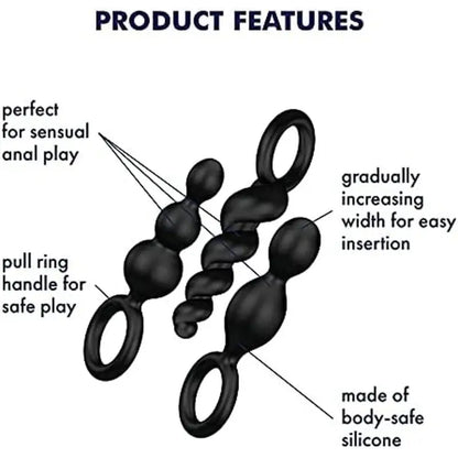 Experience Ultimate Pleasure with Satisfyer Booty Black Anal Plugs