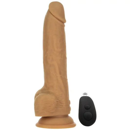 Experience Ultimate Pleasure with the 9 Inch Thrusting Dildo Caramel