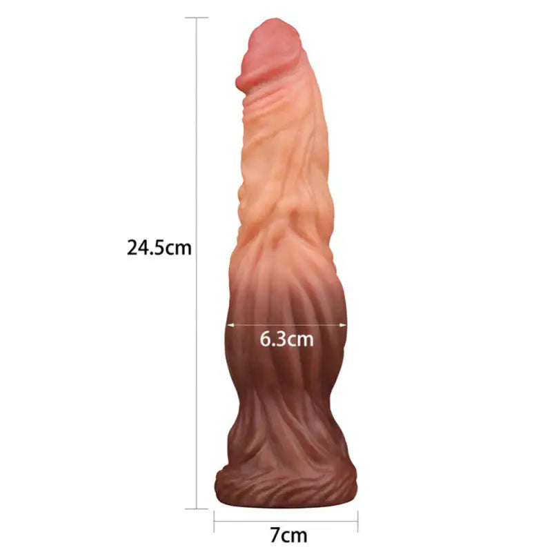 Experience Ultimate Pleasure with the Dual Layered Silicone Cock Flesh Brown