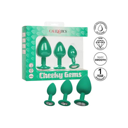 Explore Pleasure with Cheeky Gems Butt Plugs 3 Piece Set Green