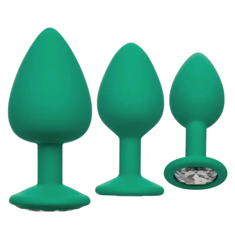 Explore Pleasure with Cheeky Gems Butt Plugs 3 Piece Set Green