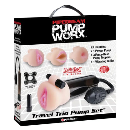 Explore Pleasure with the Pump Worx Travel Trio Set Masturbator