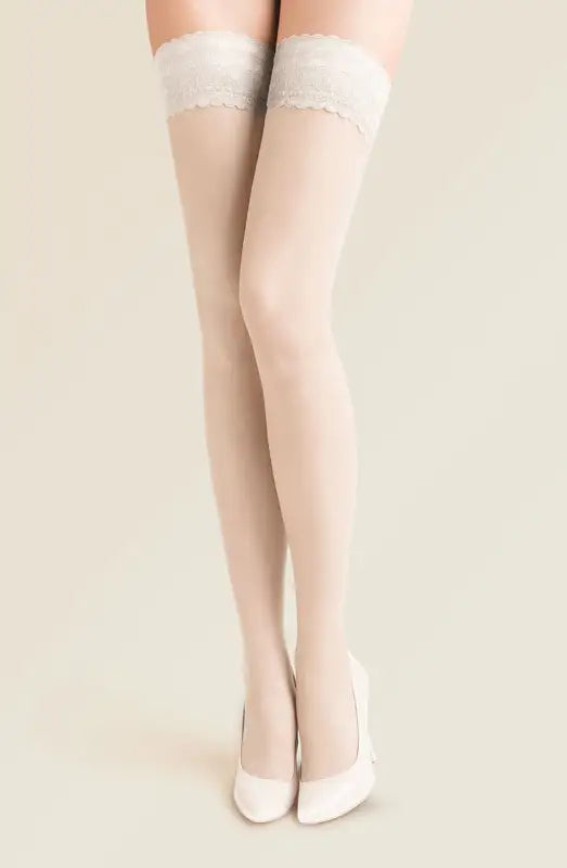 Gabriella Calze 200 Hold Ups White in Delicate Transparent Lycra