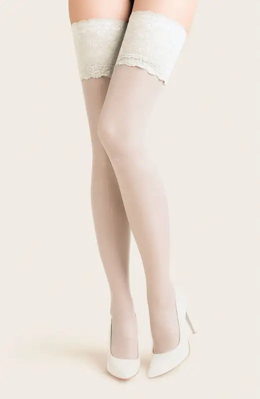 Gabriella Calze Exclusive Fine Delicate Transparent Hold Ups White