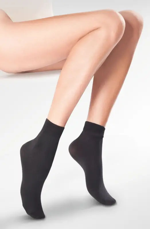 Gabriella Skarp Microfibre Patterned Knee Highs in Black Luxury - One Size