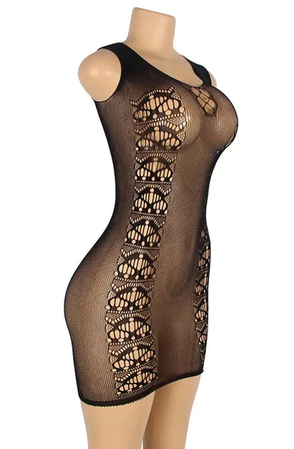 Ignite Desire with the YesX YX820 Black Sleeveless Bodystocking Dress - One Size