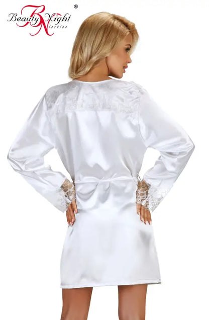 Indulge in Elegance with Fabienne White Beauty Night BN6435 Dressing Gown