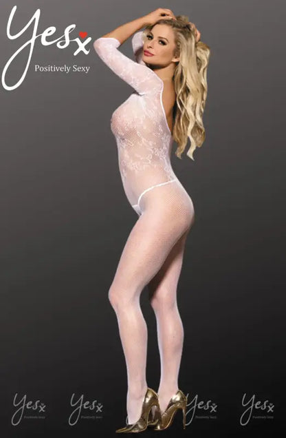 Indulge in Elegance with the YesX YX814 Bodystocking Featuring Three Quarter Sleeves - One Size