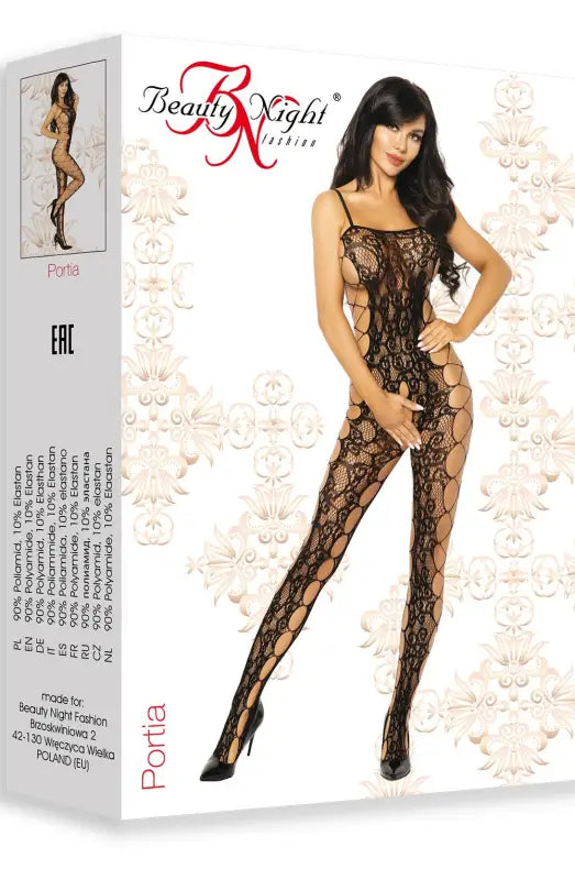 Indulge in Luxury with Beauty Night BN6594 Black Bodystocking Design - One Size (S-L)