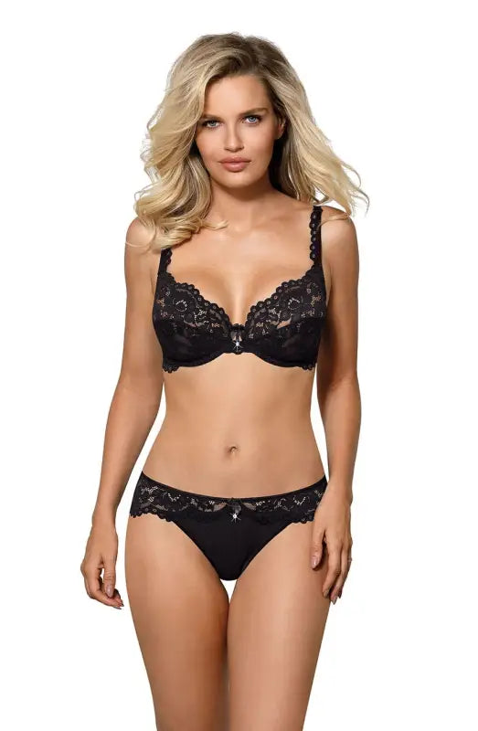 Indulge in Luxury with the Roza Newia Black Brief and Soft Cup Bra Option