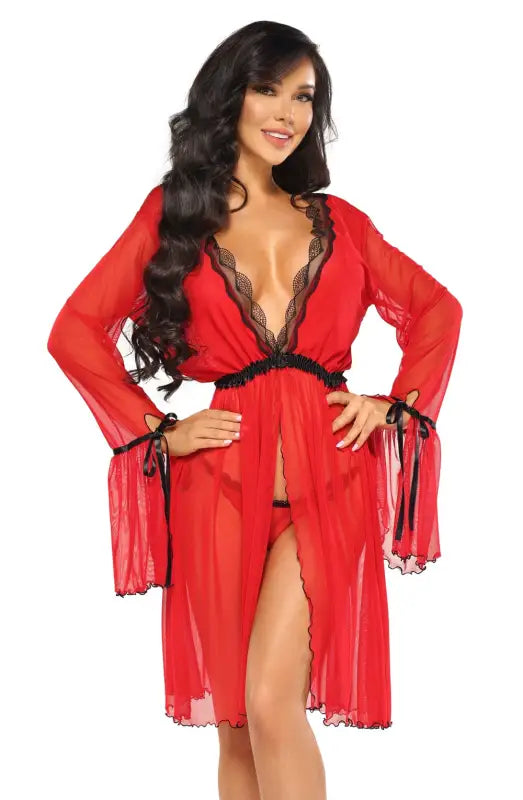 Indulge in Luxury with the Valentina Peignoir Sensual Lace Robe