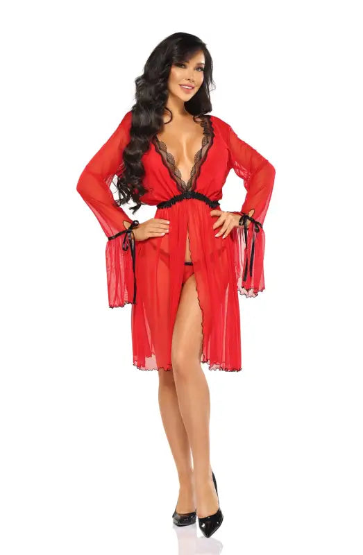 Indulge in Luxury with the Valentina Peignoir Sensual Lace Robe