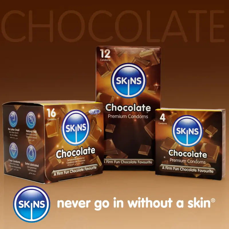 Skins Condoms Chocolate Cube 16 Pack - International 1 