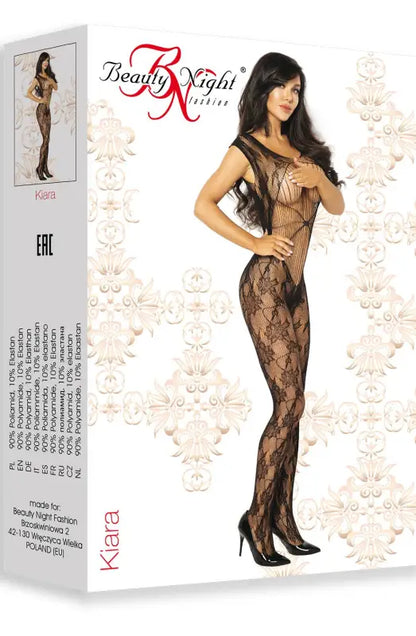 Indulge in the Allure of Beauty Night BN6591 Kiara Black Bodystocking Design - One Size (S-L)