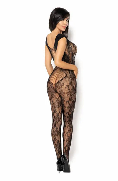 Indulge in the Allure of Beauty Night BN6591 Kiara Black Bodystocking Design - One Size (S-L)