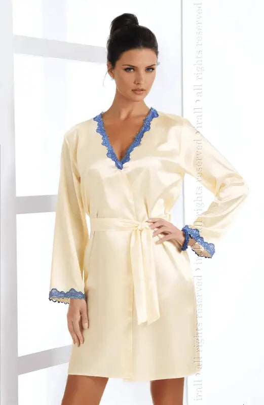 Irall Gloria Dressing Gown Exuding Timeless Classic Cream Elegance