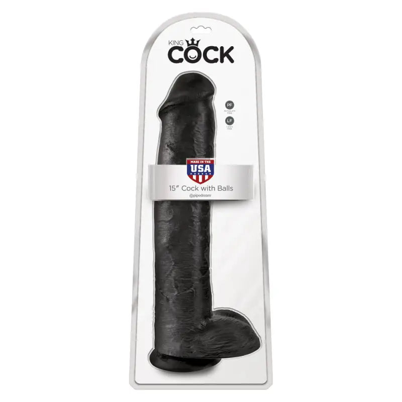 King Cock 15 Inch Cock with Balls Black for Authentic Pleasure Experience