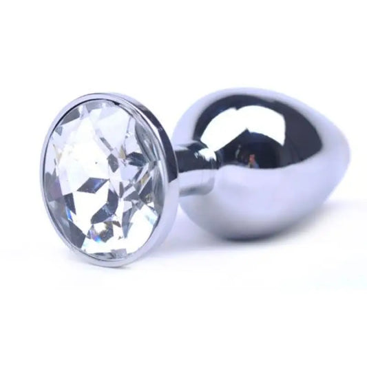 Large Metal Anal Plug with Clear Crystal for Ultimate Pleasure