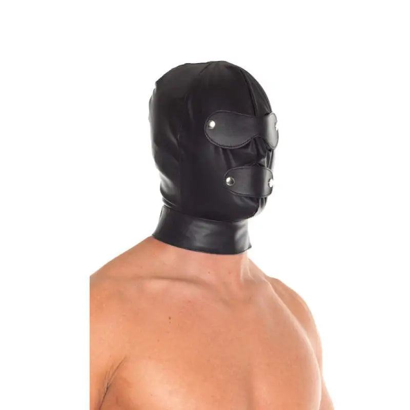 Leather Full Face Mask with Detachable Blinkers for Bondage Enthusiasts