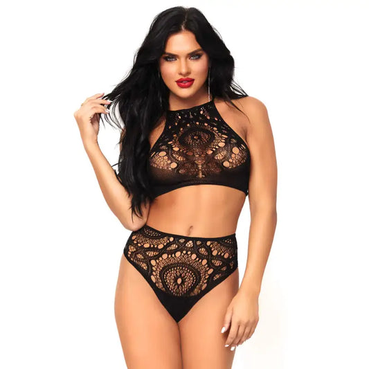 Leg Avenue Lace Top and High Waist String Set for Ultimate Comfort