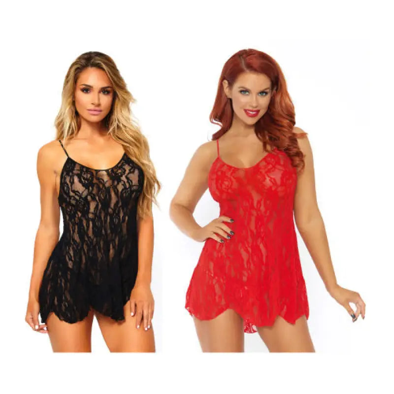 Leg Avenue Rose Lace Flair Chemise - Red