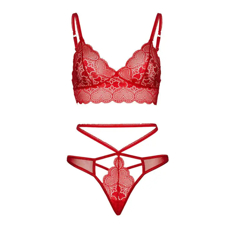 Leg Avenue Sweetheart Lace Bralette Set Red for Elegant Lingerie Choice