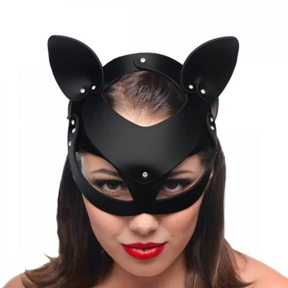 Master Series Bad Kitten Leather Cat Mask for Intimate Exploration