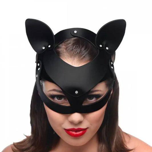 Master Series Bad Kitten Leather Cat Mask for Intimate Exploration