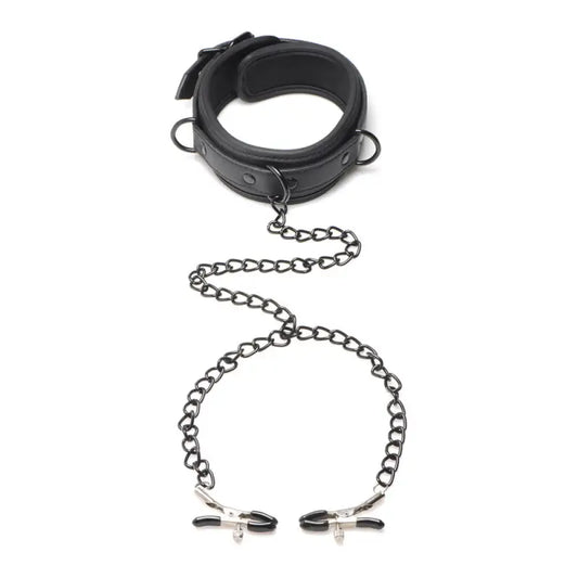 Master Series Collared Temptress Neoprene Collar and Nipple Clamps