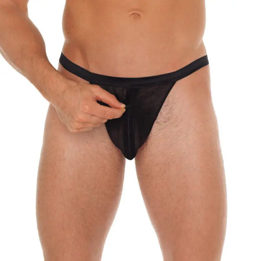 Mens Black GString With Pouch for Enhanced Comfort and Style