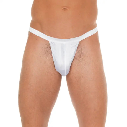 Mens White GString with Small White Pouch for Ultimate Comfort