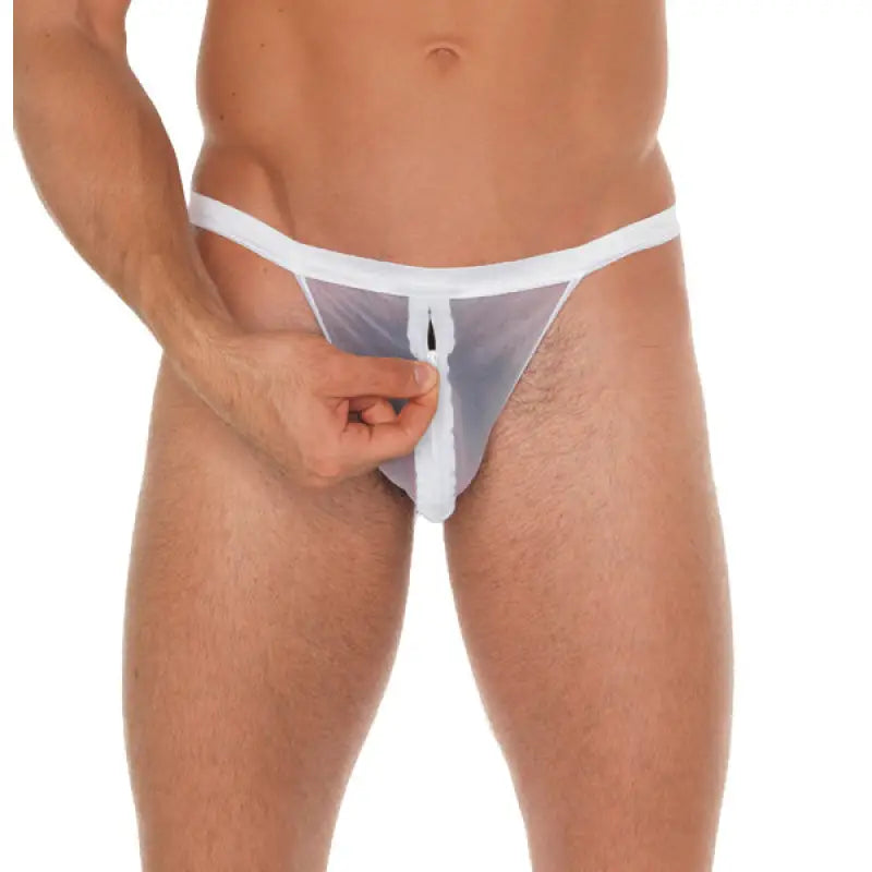 Mens White Mesh Pouch With G-String for Ultimate Comfort and Style