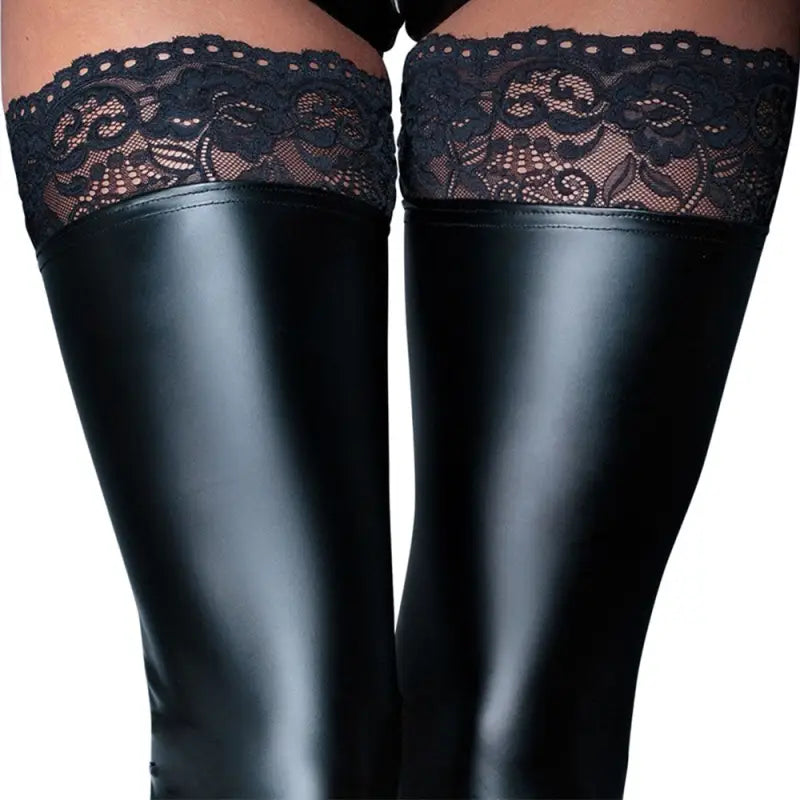 Noir Handmade Black Footless Lace Top Stockings for Intimate Elegance