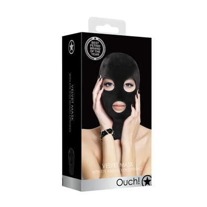 Ouch Velvet Mask with Eye and Mouth Opening for Enhanced Sensation