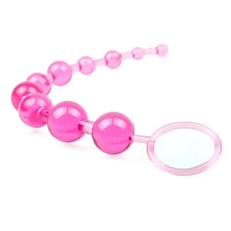 Pink Chain of 10 Graduated Pleasure Beads for Enhanced Sensations