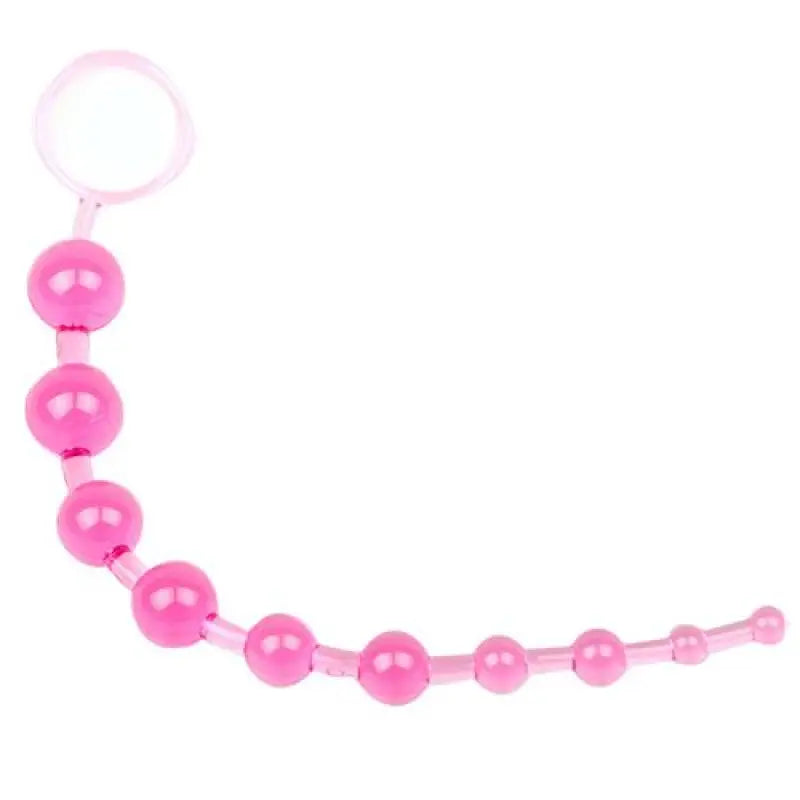 Pink Chain of 10 Graduated Pleasure Beads for Enhanced Sensations