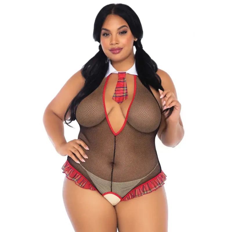 Plus Size Leg Avenue School Girl Crotchless Lingerie