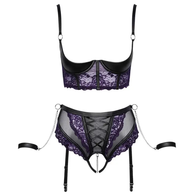 Quarter Cup Bra and Crotchless Suspender Briefs Set