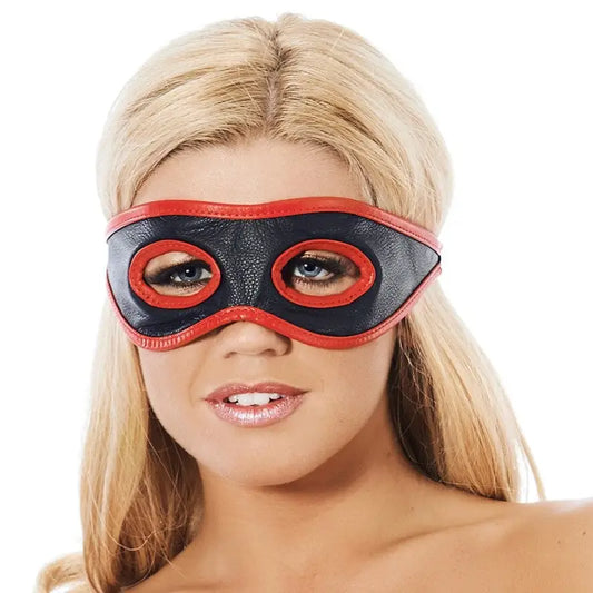 Red and Black Leather Mask for Enhanced Bondage Experiences