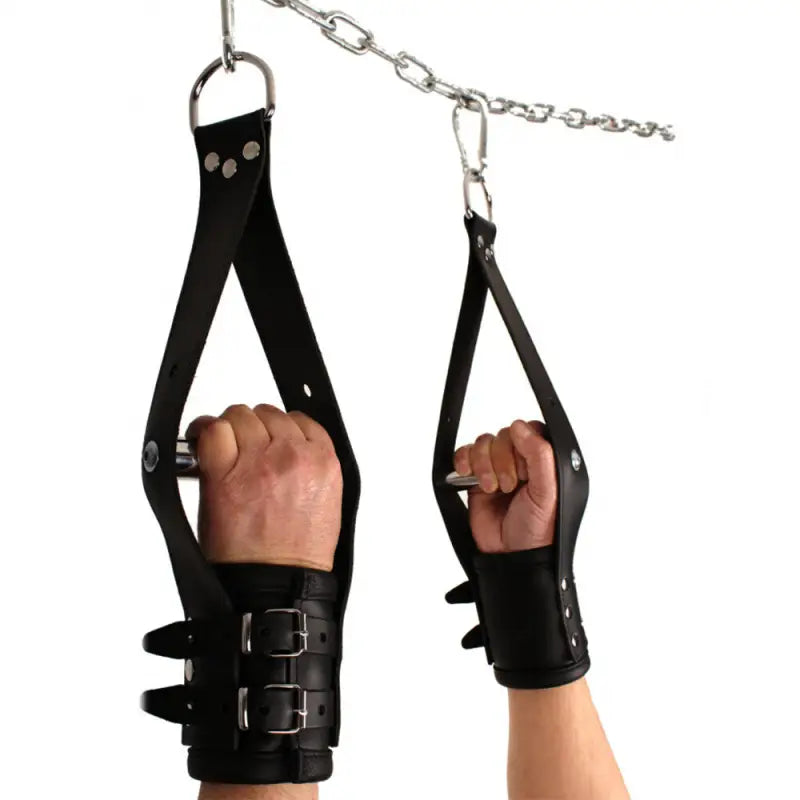 Red Deluxe Leather Suspension Handcuffs for Ultimate Restraint Experience