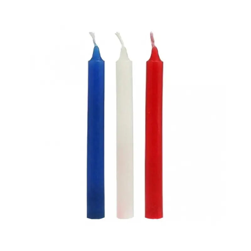 Rimba Bondage Play Hot Wax SM Candles in Blue White and Red